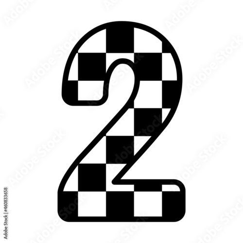 Number 2 with Checkered Print,  Number teo with an animal pattern for a birthday party