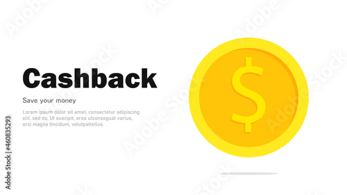 Cashback. Save savings. Financial benefit. Horizontal banner, poster, header for website. Vector illustration