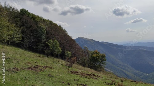 Vista dal pian delle ortiche sul monte catria nelle Marche photo
