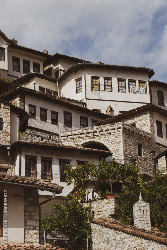 Berat, Albania. The city of a thousand windows. City view. Natural landscape. 