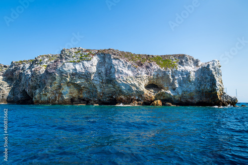 Panarea island (Aeolian archipelago), Lipari, Messina, Sicily, Italy: view of the rocky coast of "Lisca Bianca" island. 