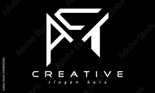 AUT geometric rectangle triangle polygon letters logo design vector, business logo, icon shape logo, stylish logo template
