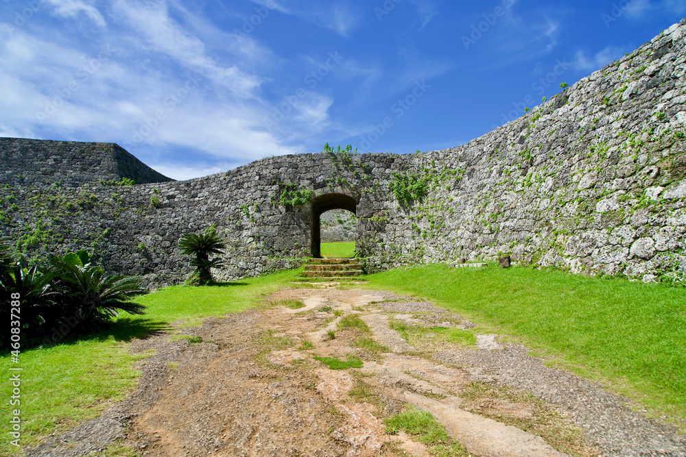The entrance of Zakimi castle in Okinawa.