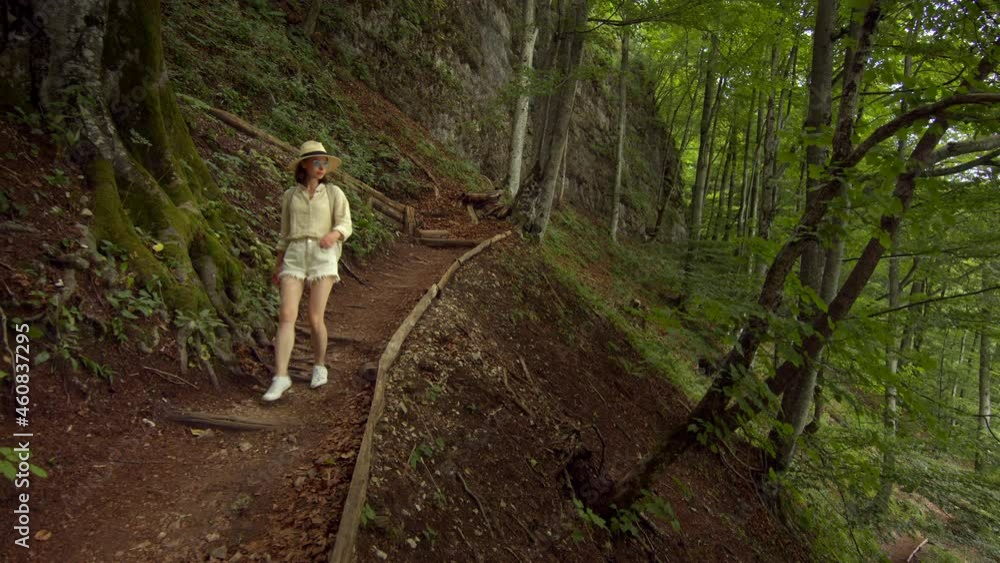 Attractive woman walking in a national park Attractive woman walking in a national park