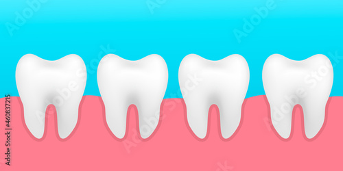 Vector image of white clear teeth. Realistic healthy tooth with glowing effect, teeth whitening. Dental health concept. Concept whitening, care dental. Vector Illustration