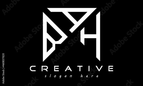 BAH geometric rectangle triangle polygon letters logo design vector, business logo, icon shape logo, stylish logo template