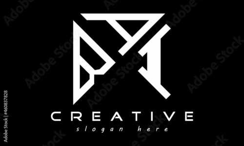 BAI geometric rectangle triangle polygon letters logo design vector, business logo, icon shape logo, stylish logo template