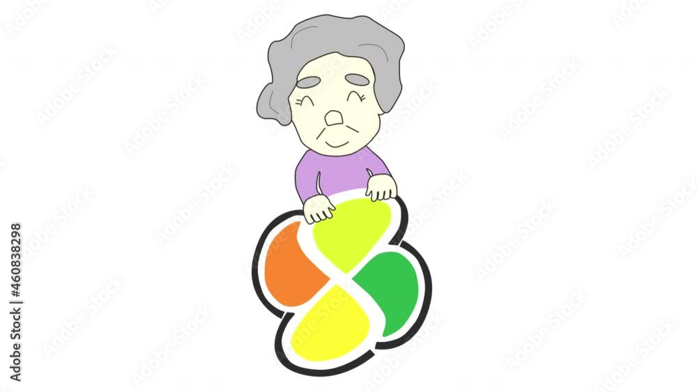 もみじマークを持つおばあちゃん もみじマークを持つおばあちゃん