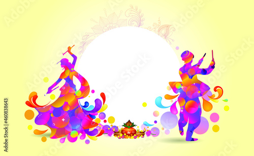 Dandiya dance garba night Utsav for  Navratri and Durga puja festival worship concept