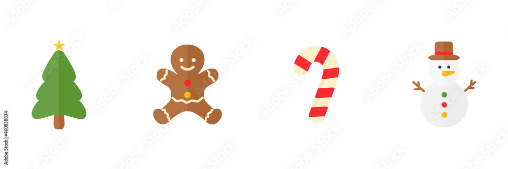 Fototapeta premium Christmas icon set. Colorful winter toys collection. New Year symbols group. Vector illustration isolated on white