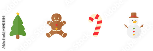 Christmas icon set. Colorful winter toys collection. New Year symbols group. Vector illustration isolated on white