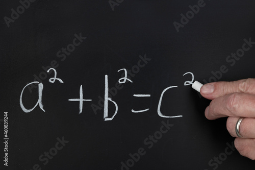 Photography Pythagorean theorem on chalkboard