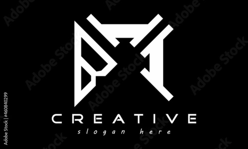 BII geometric rectangle triangle polygon letters logo design vector, business logo, icon shape logo, stylish logo template photo