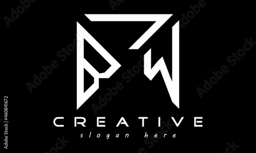 BLW geometric rectangle triangle polygon letters logo design vector, business logo, icon shape logo, stylish logo template