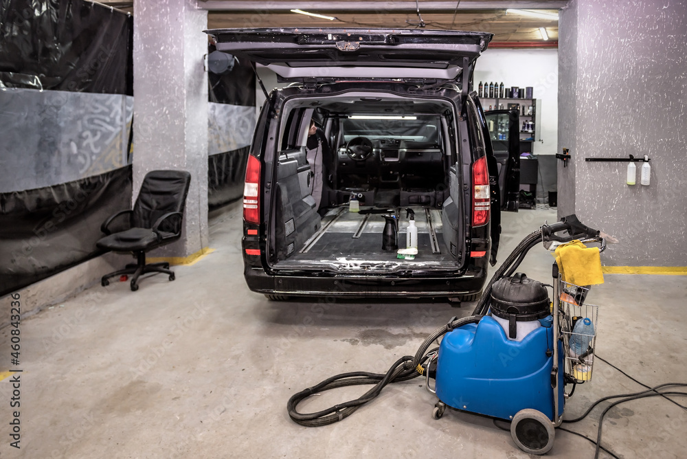 Fototapeta premium black car in detailing service