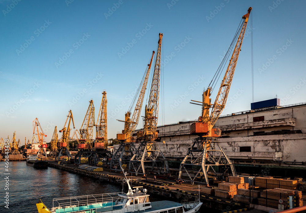 Cargo port with huge crane