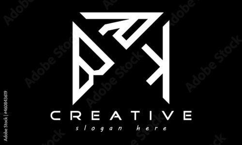 BRK geometric rectangle triangle polygon letters logo design vector, business logo, icon shape logo, stylish logo template