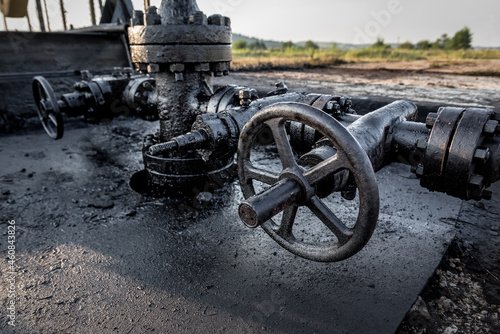 Dirty pipe structure of an oil well photo