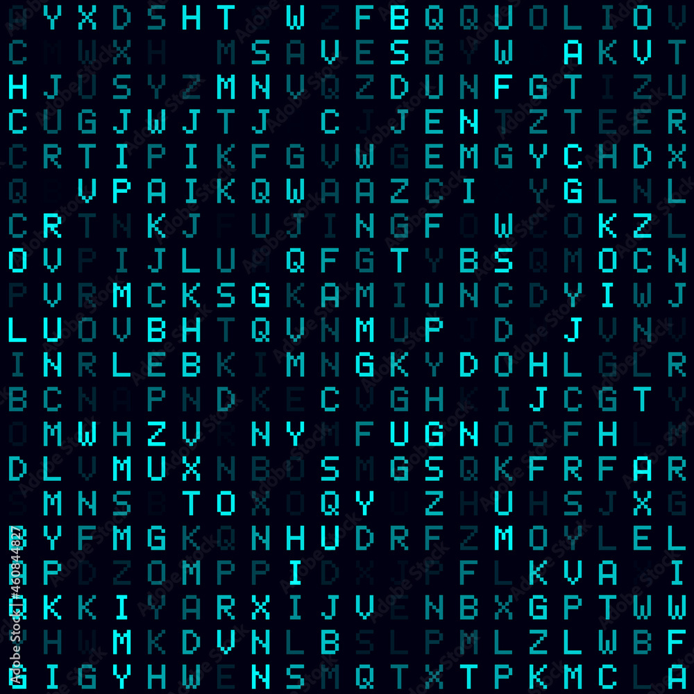 Digital cover. Cyan filled alphabet letters background. Small sized seamless pattern. Elegant vector illustration. Digital cover. Cyan filled alphabet letters background. Small sized seamless pattern. Elegant vector illustration.
