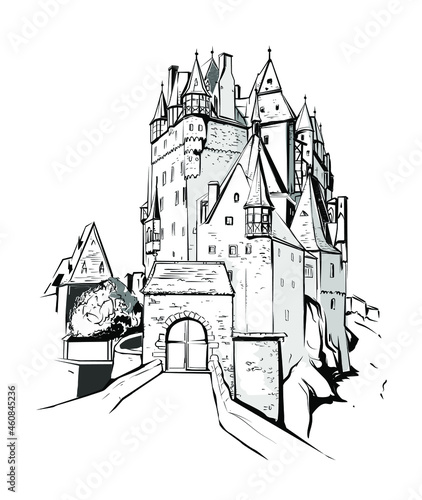medieval Germany castles Eltz hand drawing photo