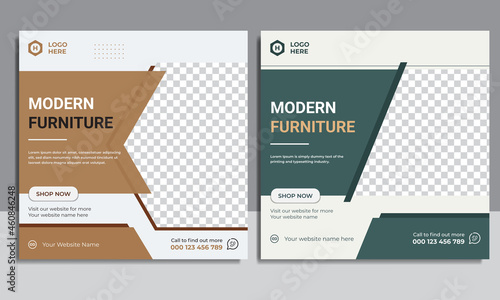 Furniture sale social media post design templates Premium Vector