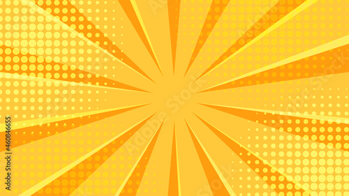 abstract orange background with rays and halftone