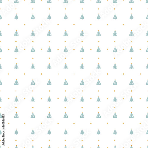 Sketch Christmas Tree Seamless Pattern, New Year Background