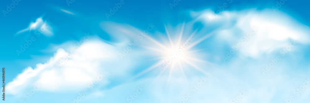 Set of transparent different clouds with sun. Spring, summer isolated on blue background. Real transparency effect. Set of transparent different clouds with sun. Spring, summer isolated on blue background. Real transparency effect.