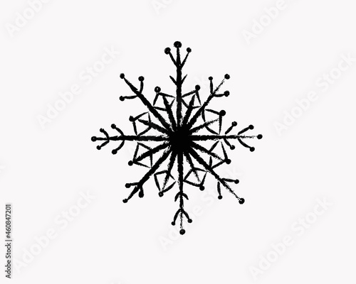 Vector illustration of a textured snowflake , for Christmas and New Year's design, isolated on a white background.