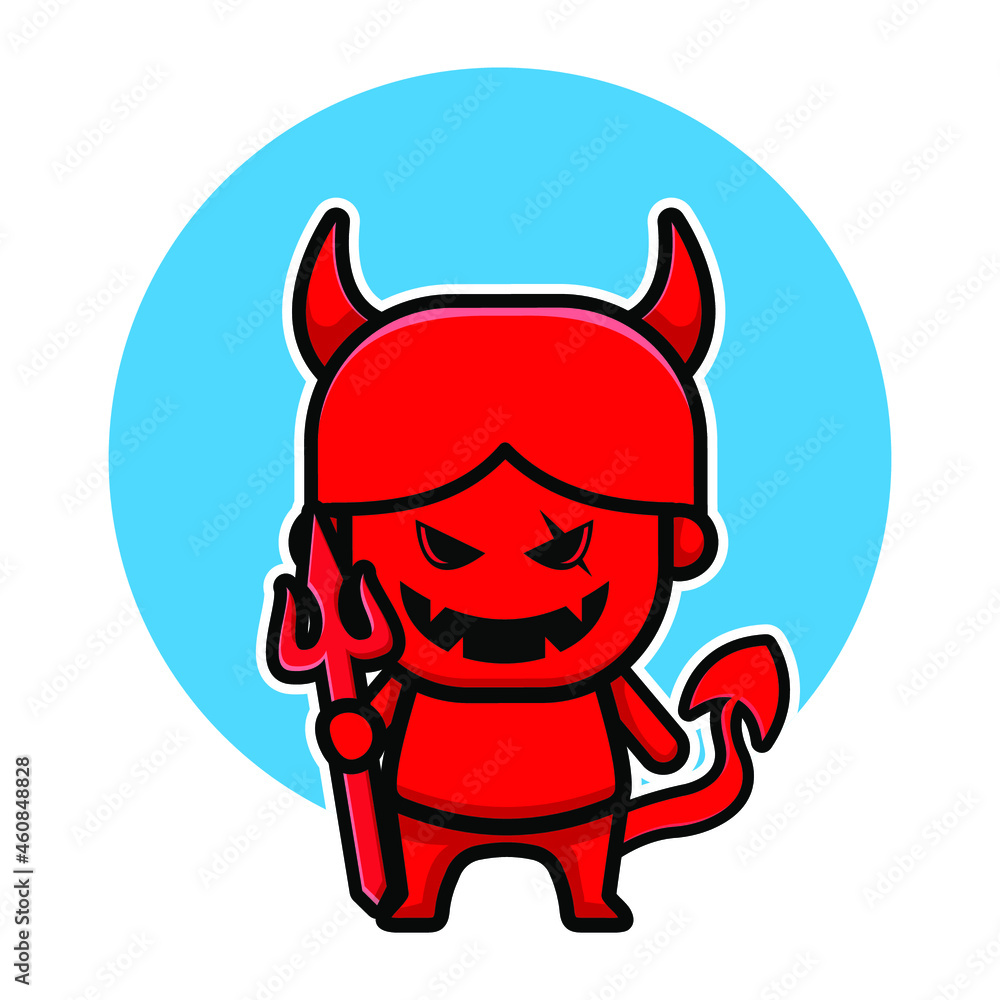 Cute devil cartoon illustration halloween concept vector