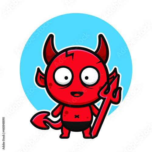 Cute baby devil cartoon illustration halloween concept vector