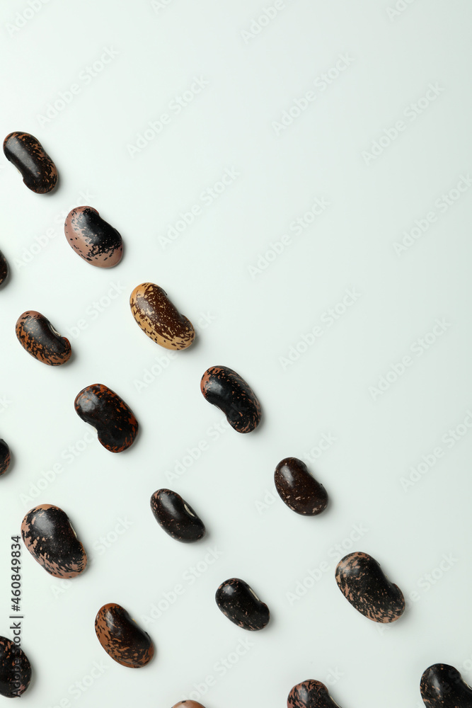 Flat lay composition with black beans on white background Flat lay composition with black beans on white background