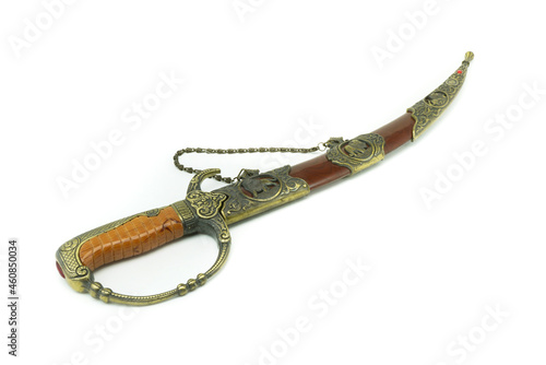isolated old fancy knife in sheath