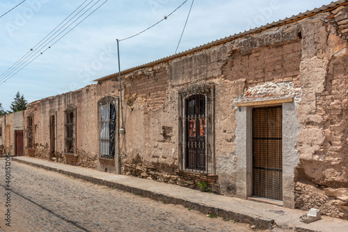 Calles del pueblo mágico de Mineral de Pozos en Guanajuato, México 