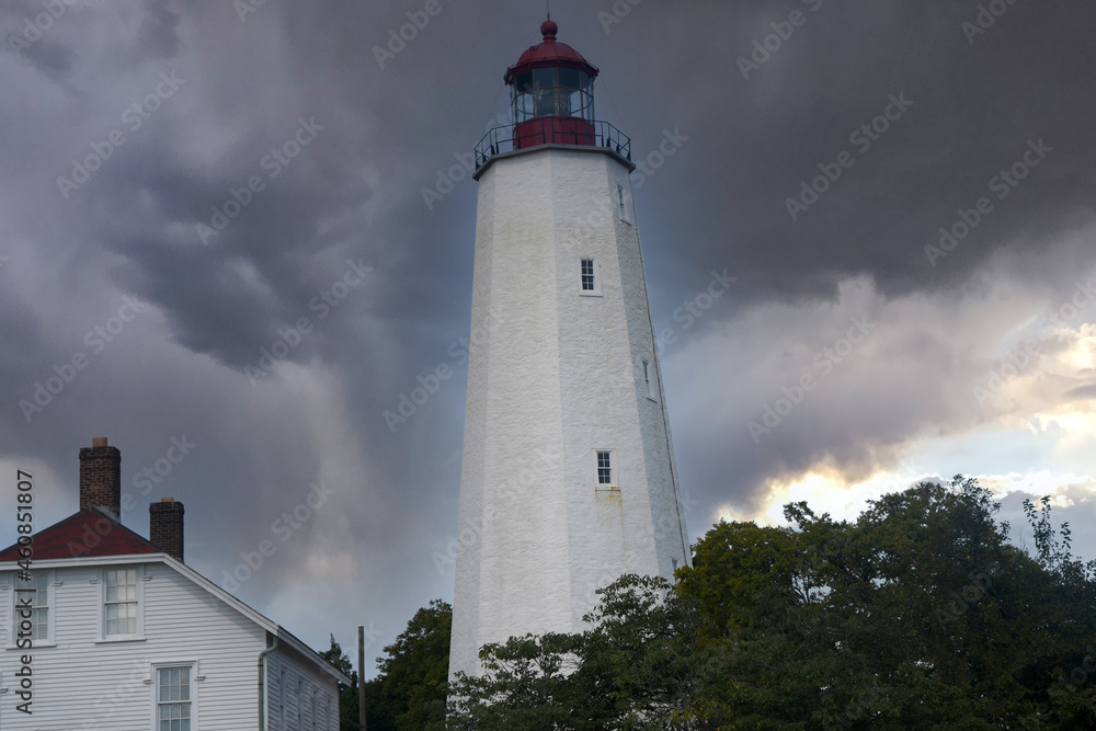 lighthouse on the coast of state/Sandy Hook beach,NJ lighthouse on the coast of state/Sandy Hook beach,NJ