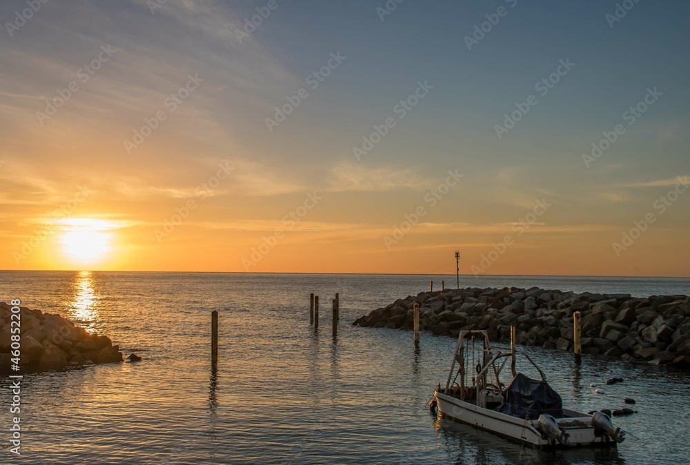 sunrise over the harbour at Ventnor Isle of Wight Hampshire England