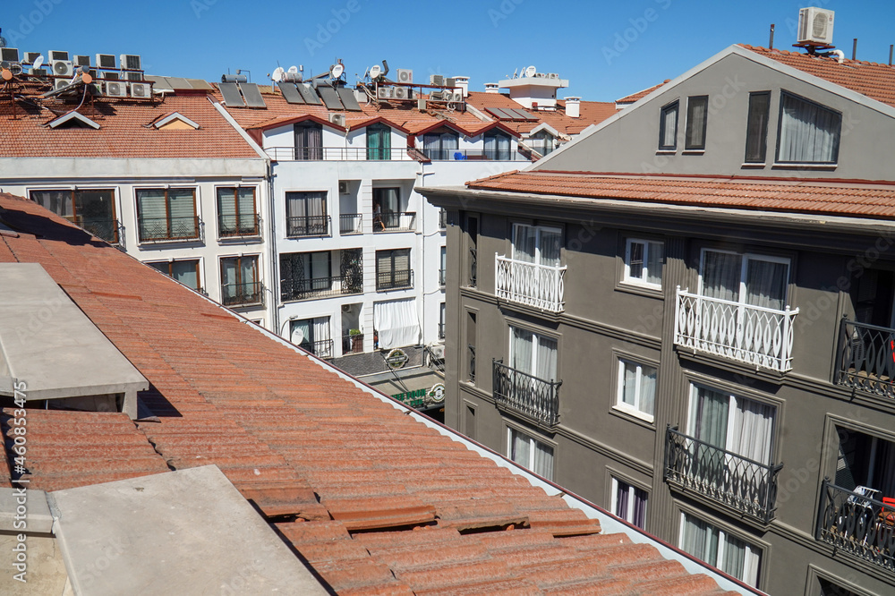 Tiled roofs of houses in the city of Fethiye. Tiled roofs of houses in the city of Fethiye.