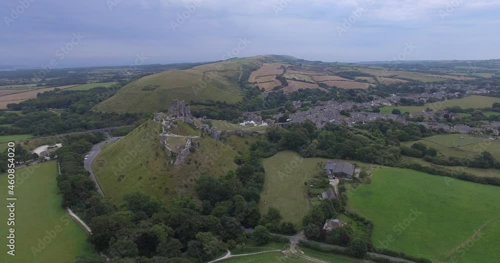 Corfe Castle Ruins in England, UK Corfe Castle Ruins in England, UK