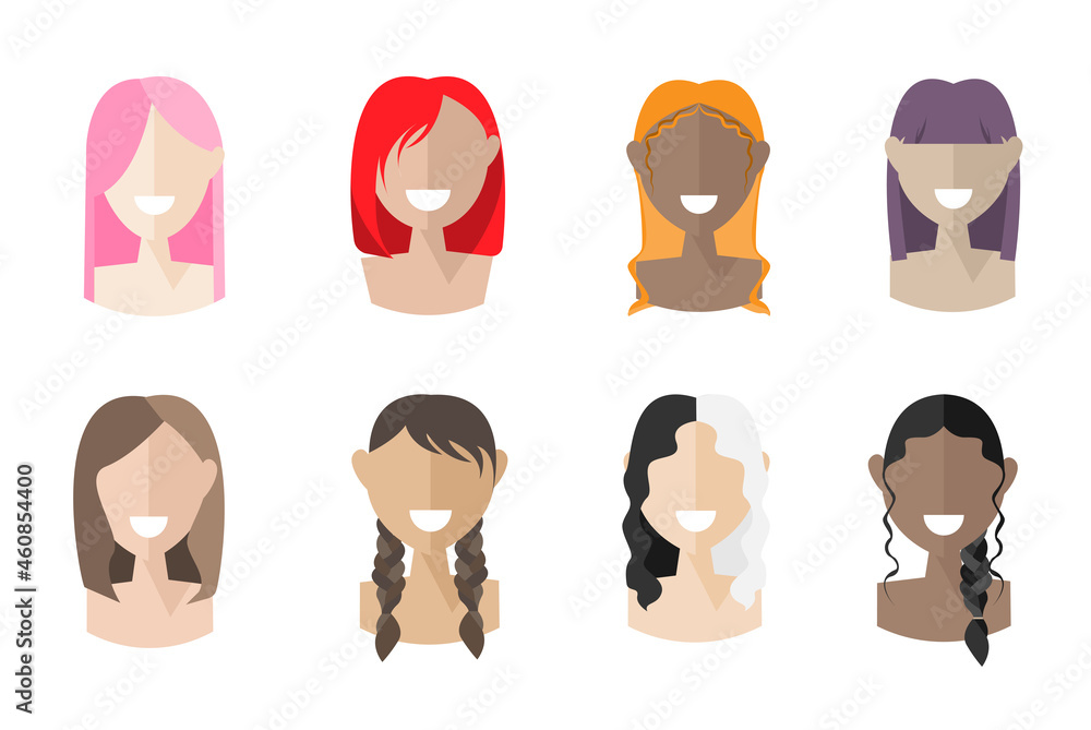 Set of Eight Colorful Haircuts Set of Eight Colorful Haircuts