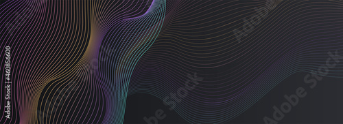 Neon Wavy Graphic Vector Panoramic Black