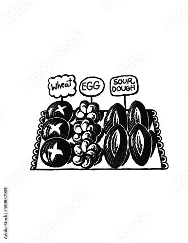 bread and rolls illustration