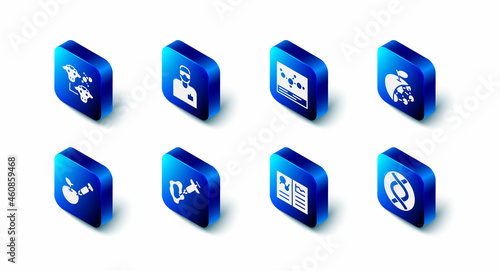 Set Laboratory assistant, Chemical formula, Biological structure, DNA symbol, Clinical record, Syringe, Genetically modified apple and Cloning icon. Vector