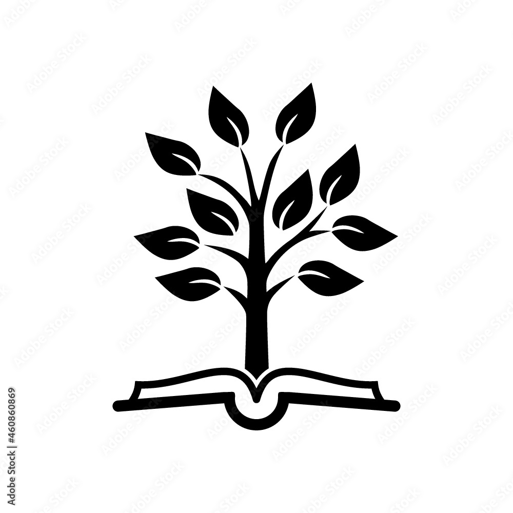 Open book with tree icon isolated on white background Open book with tree icon isolated on white background