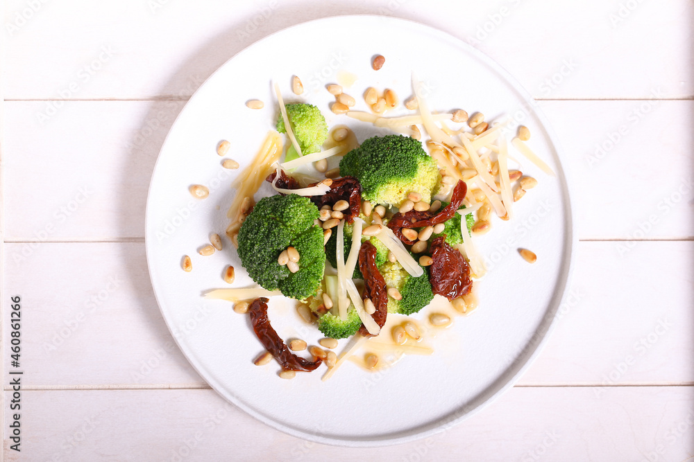 salad of broccoli dried tomatoes pine nuts and cheese salad of broccoli dried tomatoes pine nuts and cheese