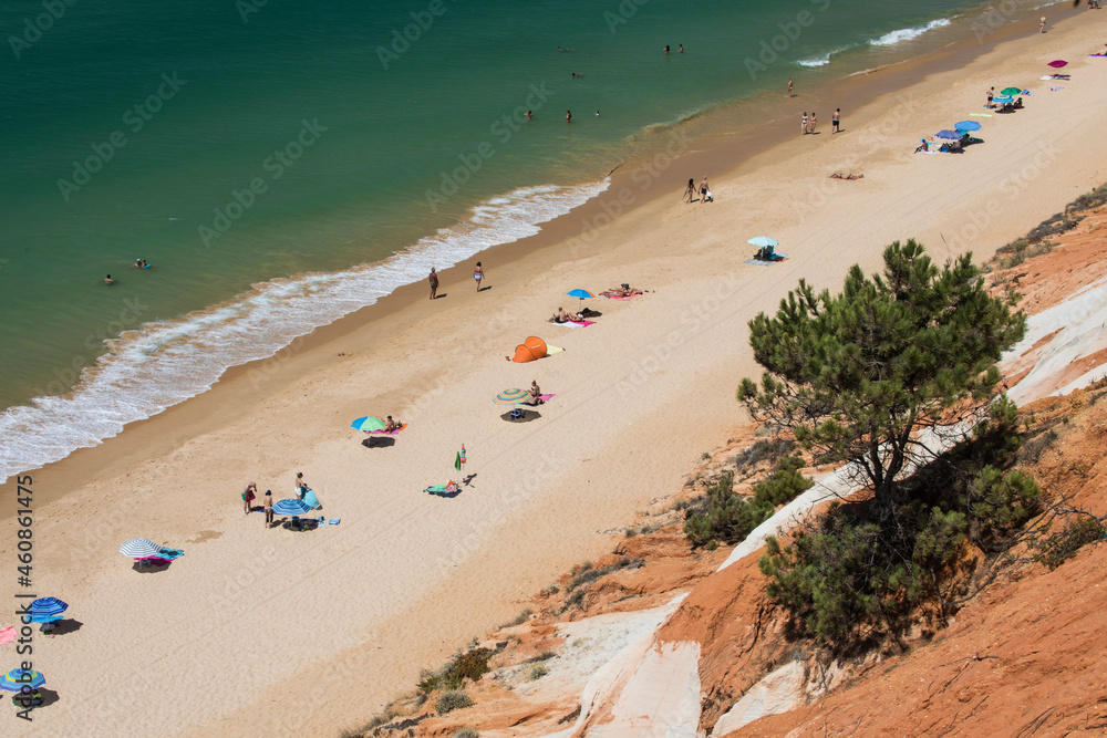 Algarve, Portugal - August, 2019: Falesia beach
