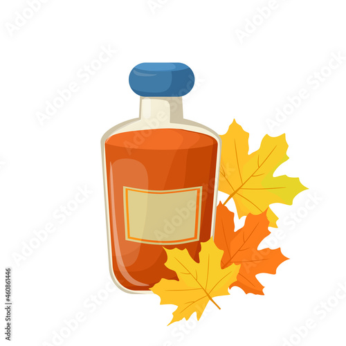 Vector cartoon illustration of a bottle of maple syrup