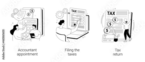 Tax agent service abstract concept vector illustrations.