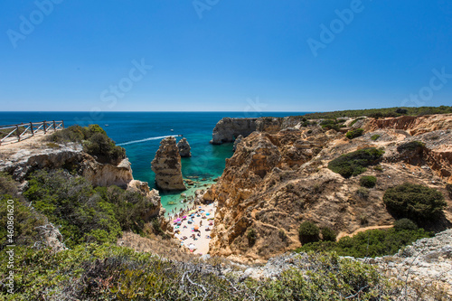 Algarve, Portugal - August, 2019: Marinha beach
