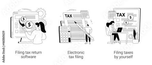 Filing taxes by yourself abstract concept vector illustrations.