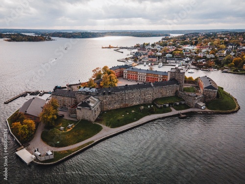 Vaxholm Castle by Drone in Vaxholm, Sweden photo